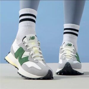New Balance White and Green Athletic Shoes